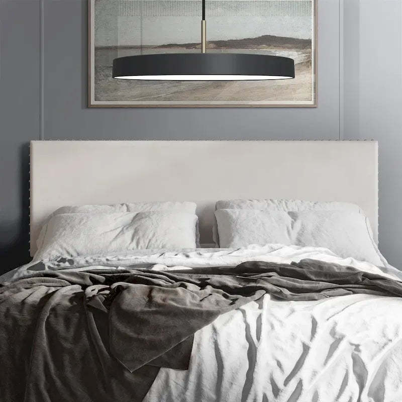 Glam Velvet Nailhead Trim Upholstered Adjustable Headboard