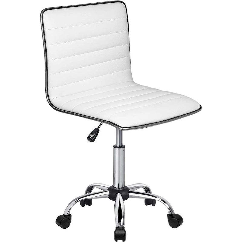 BOSSIN Adjustable Home Office Chair, Mid-Back Armless Ribbed Swivel Task Chair,Vanity Chair for Small Space, Livingroom Make-up