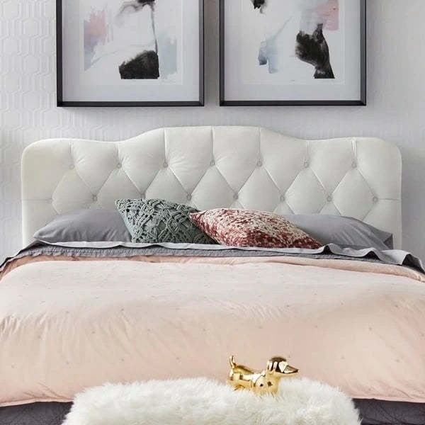 Simple Living Tessa Traditional Upholstered Button Tufted Queen Headboard