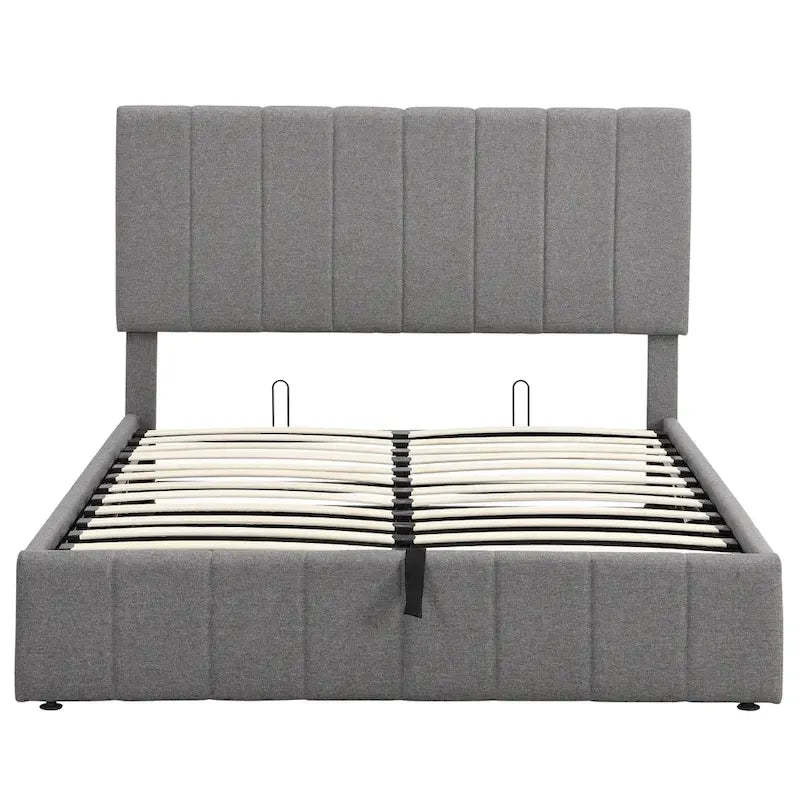 Upholstered Platform bed with a Hydraulic Storage System -