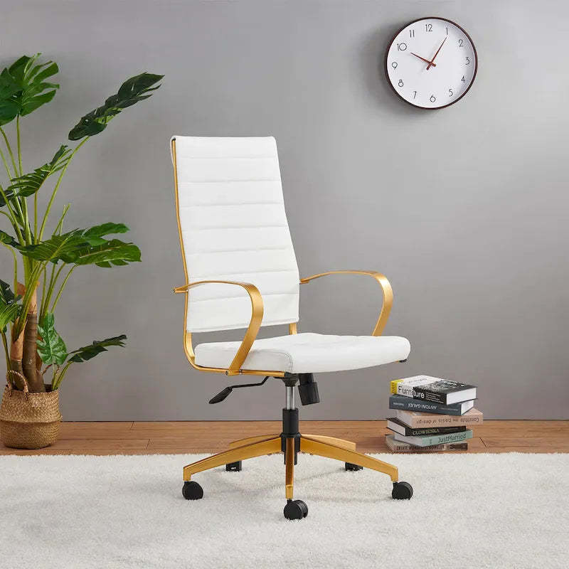 CAROCC Ribbed Computer Office Chair Adjustable Swivel High Back Desk Chair