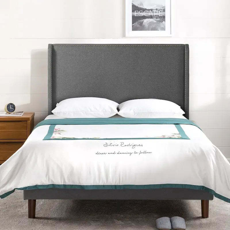 Priage by Zinus Upholstered Wingback Platform Bed