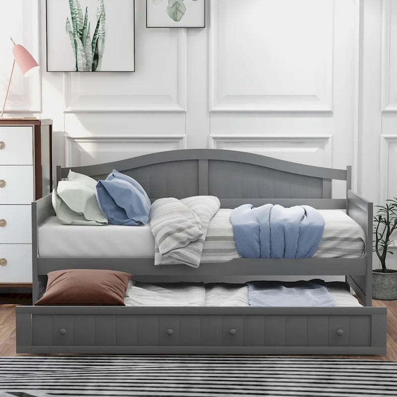 Twin Wooden Daybed with Trundle Bed