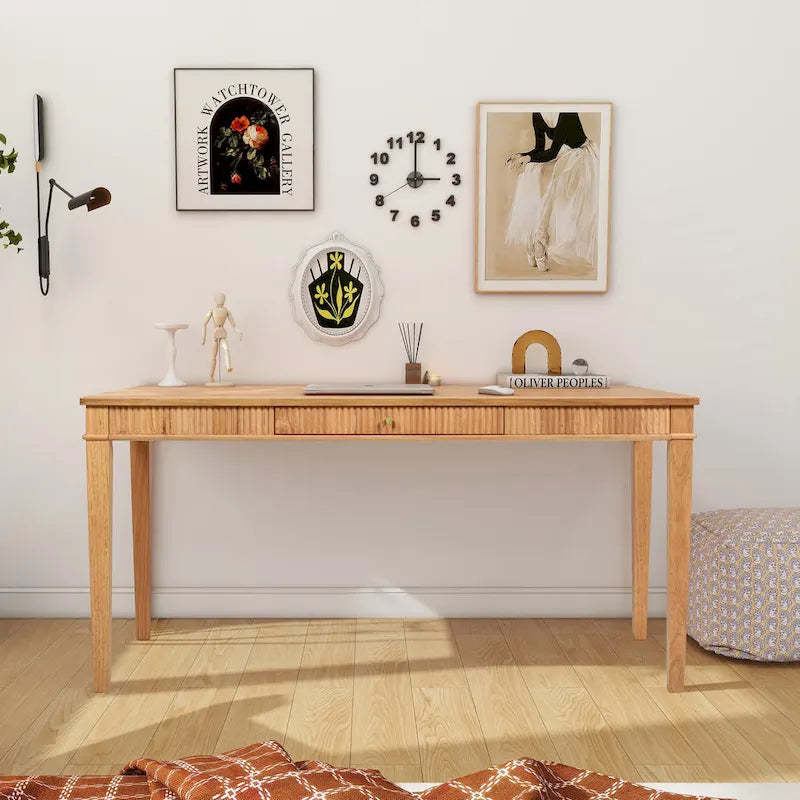 Dumont 63 Fluted Rubberwood Home Office Desk