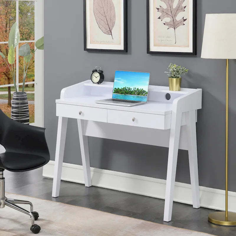Convenience Concepts Newport Deluxe 2 Drawer Desk with Shelf