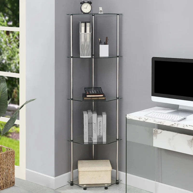 Convenience Concepts Designs2Go Classic Glass 5 Tier Corner Tower