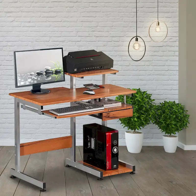 Computer Desk with Drawer and Pull Out Keyboard Panel