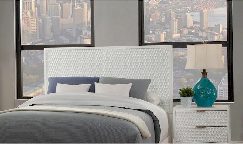Origins by Alpine White Pearl Wood Headboard in White
