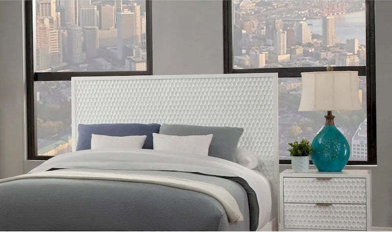 Origins by Alpine White Pearl Wood Headboard in White