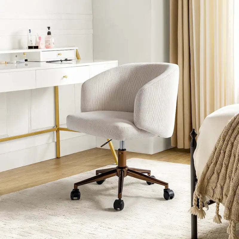 Astore Modern Corduroy Ergonomic Barrel Swivel Office Chair with Height-Adjustable by HULALA HOME