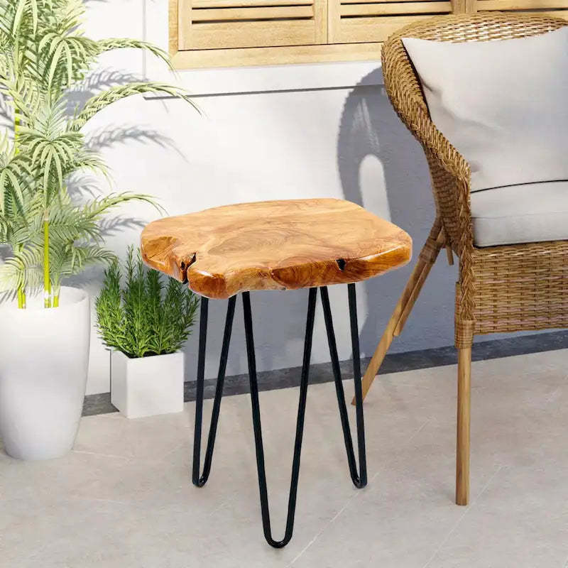 Cedar Roots Naturally Shaped Small Stand with 3 Hairpin Legs - 13.5 x 12 x 19