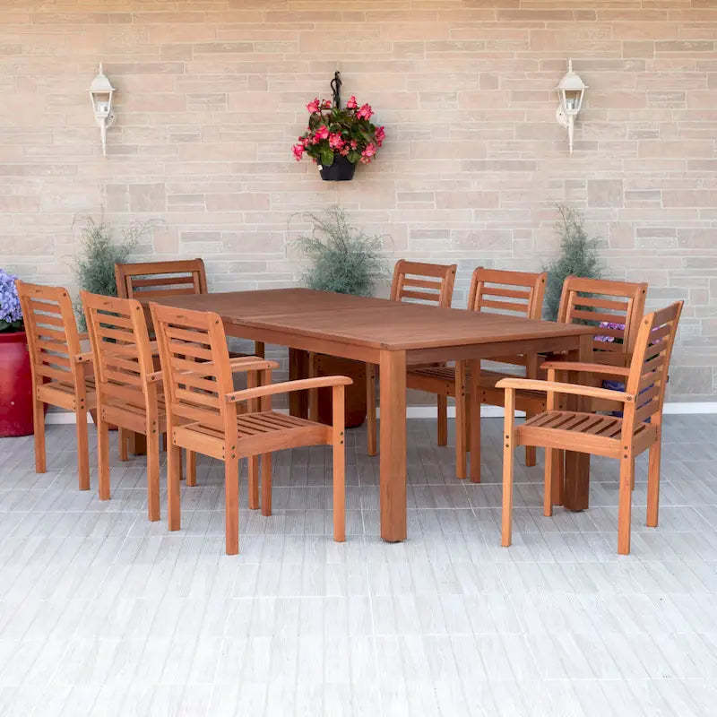 Amazonia George 9pc FSC Wood Outdoor Wood Patio Dining Set