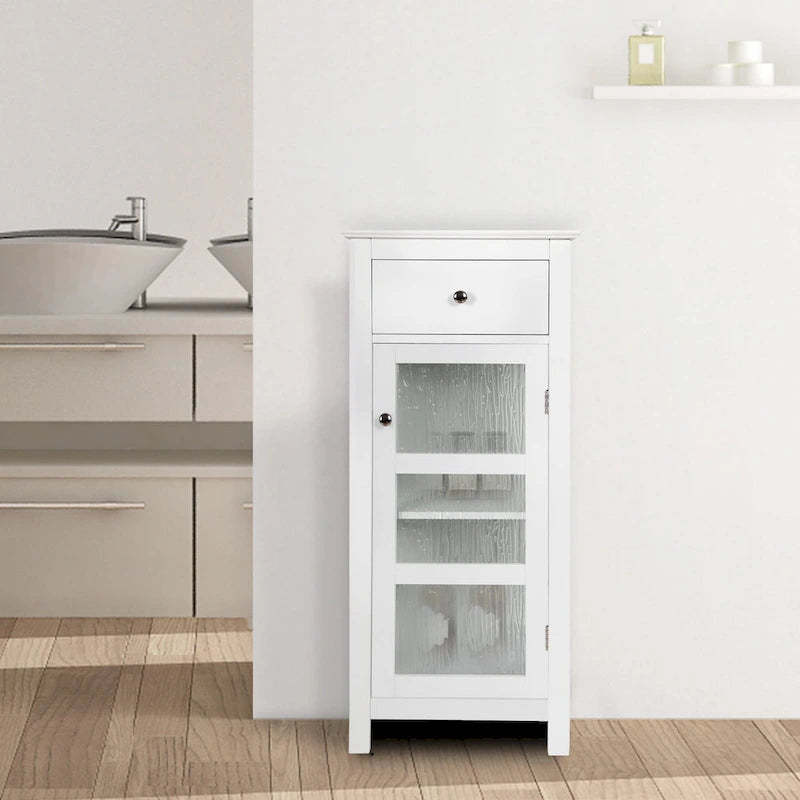 Teamson Home Connor Floor Accent Cabinet with Water-Textured Glass