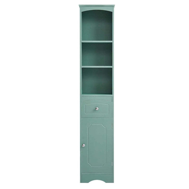 Freestanding Linen Tower Tall Bathroom Storage Cabinet with Drawer MDF and Adjustable Shelf