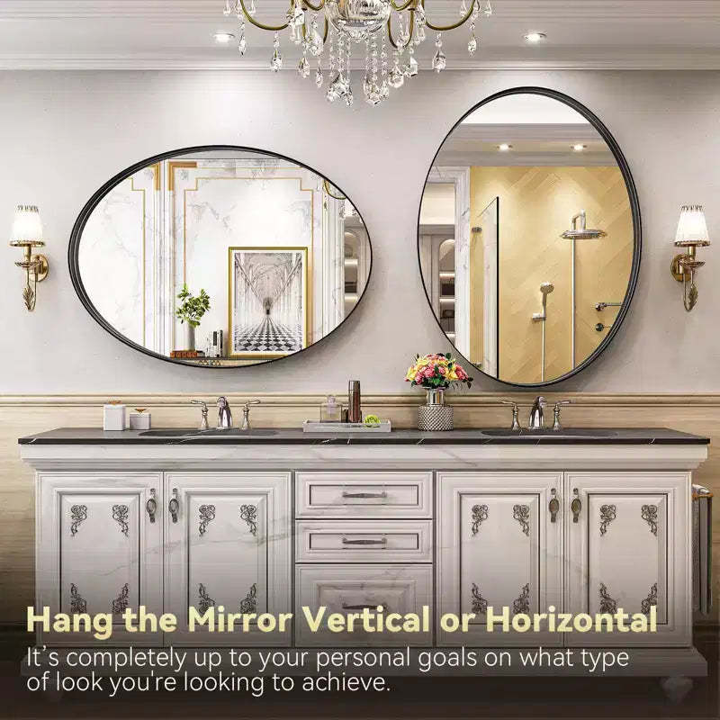 HOMLUX 20x28/24x36/26x38 Oval Pill Bathroom Mirror Wall Mount Decorative Mirror Horizontal Vertical