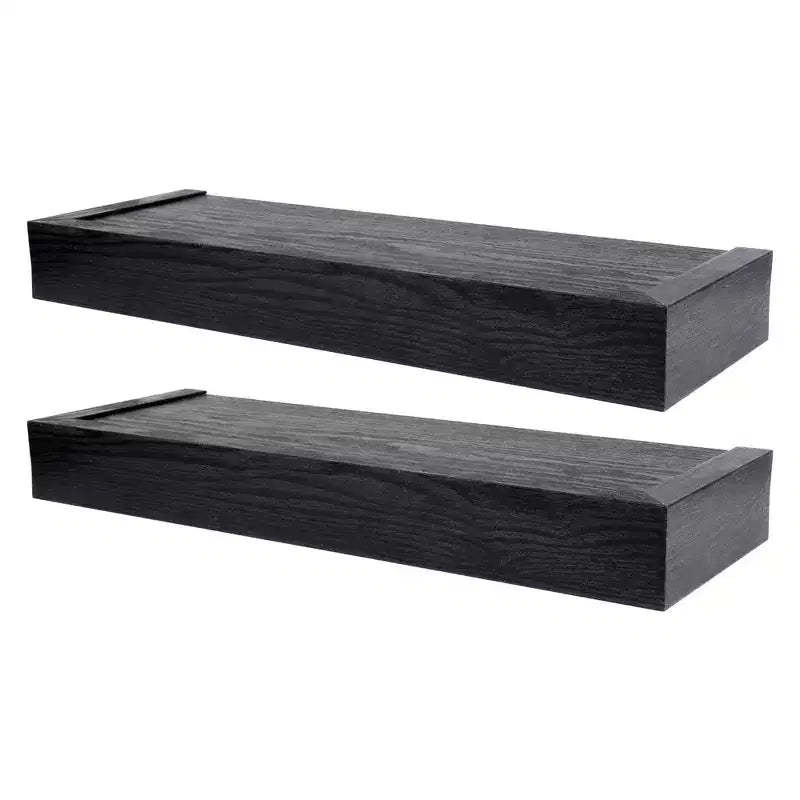 Four Seasons Courtyard 18 Inch Modern Floating Shelf Holds 15 lbs, 2 Pack, Black