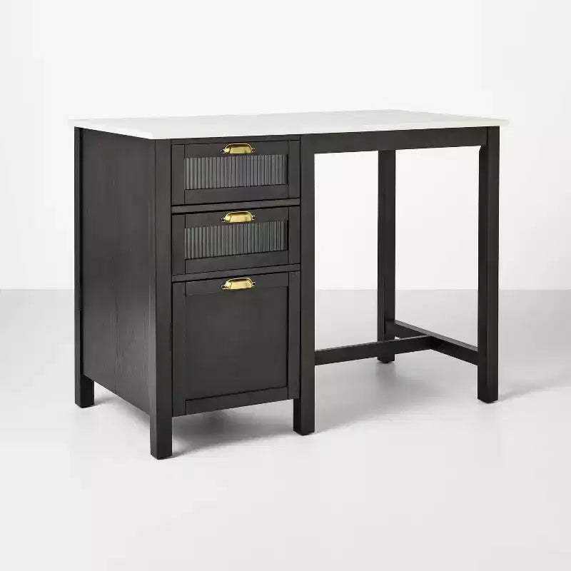 48 Reeded Glass & Wood Kitchen Island with Seating Nook - Hearth & Hand with Magnolia