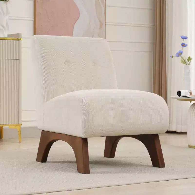 Hyleory Corduroy Upholstered Living Room Chair with Wood Legs, Modern Slipper Side Chair, Reading Chair for Living Room, Bedroom, Office, Small Space