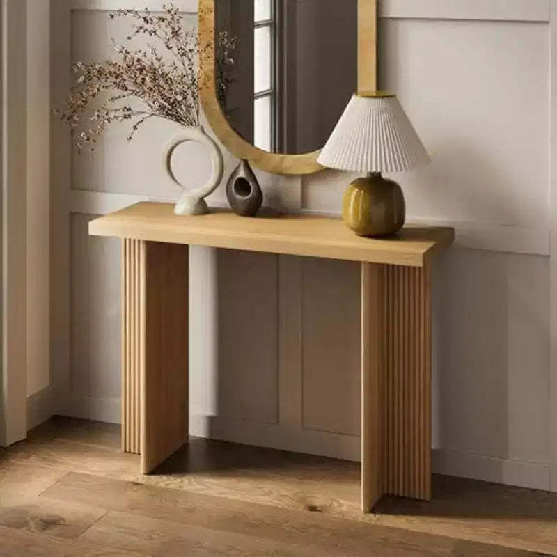 Stead Fluted Console Table - Small Entry Table for Narrow Spaces - Living Room Furniture - Solid Wood Entryway Table