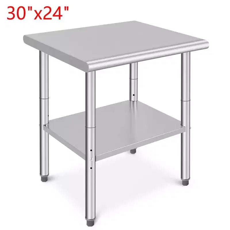 Stainless Steel Kitchen Work Prep Table Commercial Workbench Adjustable Height