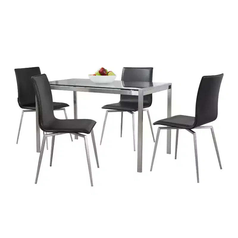 LumiSource 5pc Fuji Mason Swivel Dining Set Stainless Steel