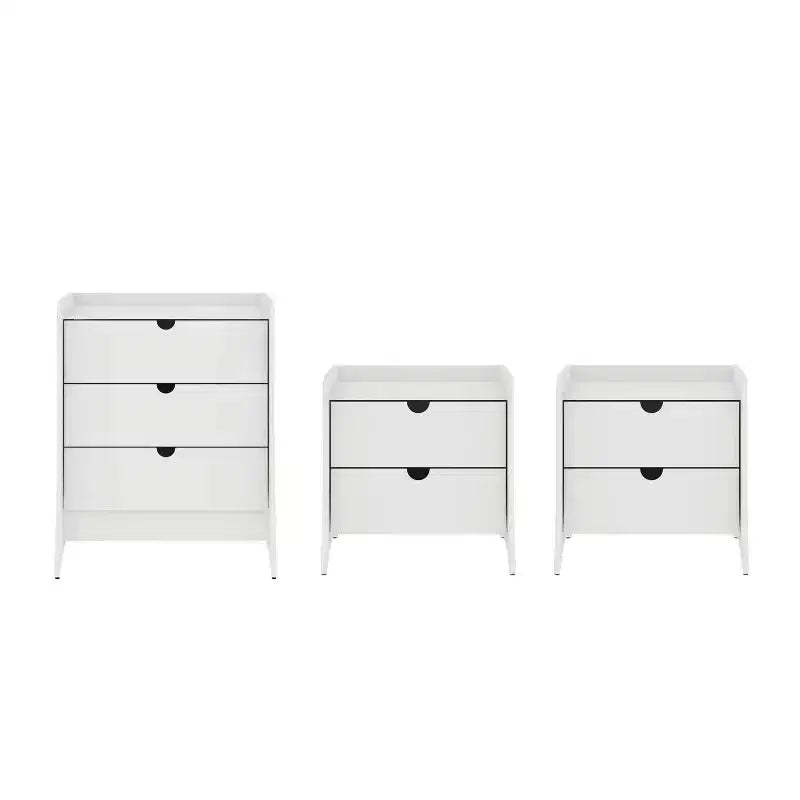 Manhattan Comfort 3pc Coney Dresser and Nightstand Bedroom Set