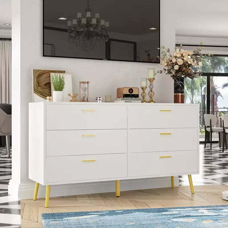 Famapy Modern Dresser With 6 Drawers Sleek Organizer Unit,Stylish for Bedroom & Living Room Organization