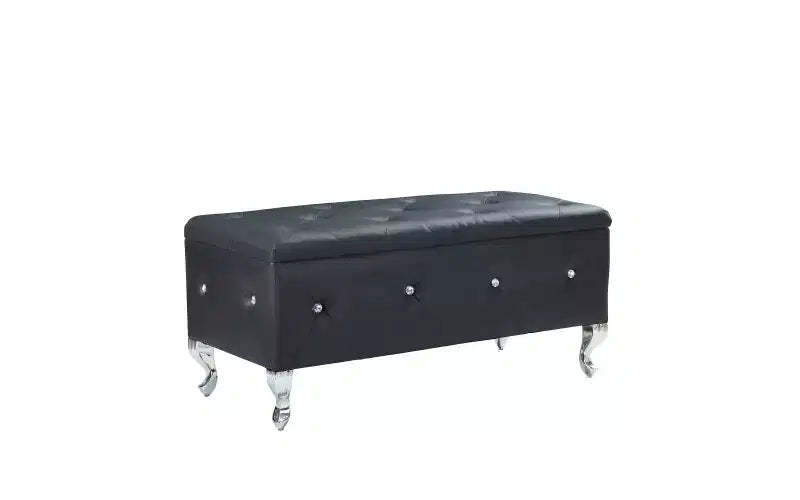 Tufted Storage Ottoman Bench For Bedroom End Of Bed Large Upholstered Storage Benches Footrest With Crystal Buttons For Living Room Entryway