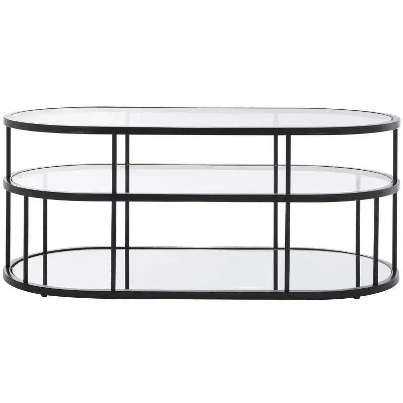 Layta 3 Shelf Coffee Table - Black/Clear - Safavieh