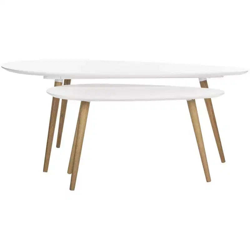 Saffron Split Coffee Table - White/Oak - Safavieh