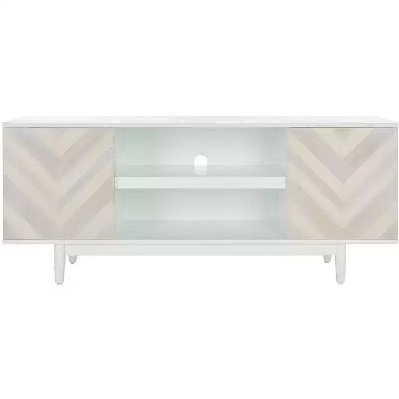 Tay 2 Shelf Pattern Media Stand - MED5012 - White Washed - Safavieh