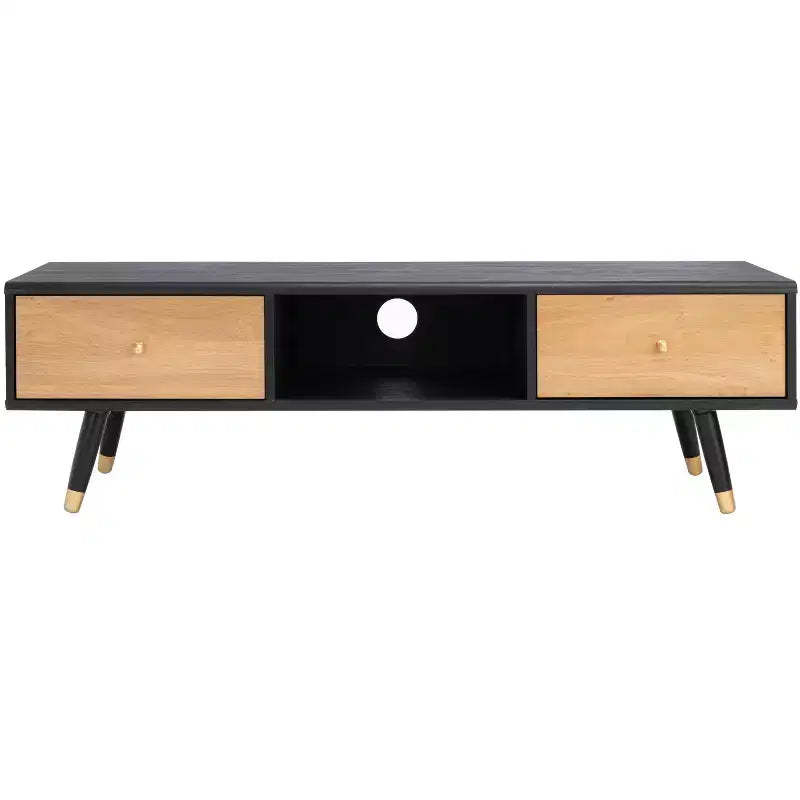 Beatrix 1 Drawer Media Stand - MED9607 - Black/Oak - Safavieh