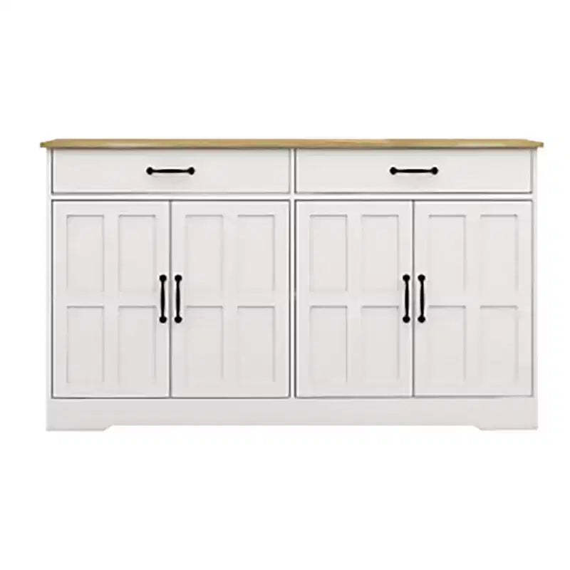 47.95 Sideboard Buffet Cabinet, Farmhouse Storage Cabinet With 2 Drawers And 4 Doors For Home Dining Living Room Kitchen