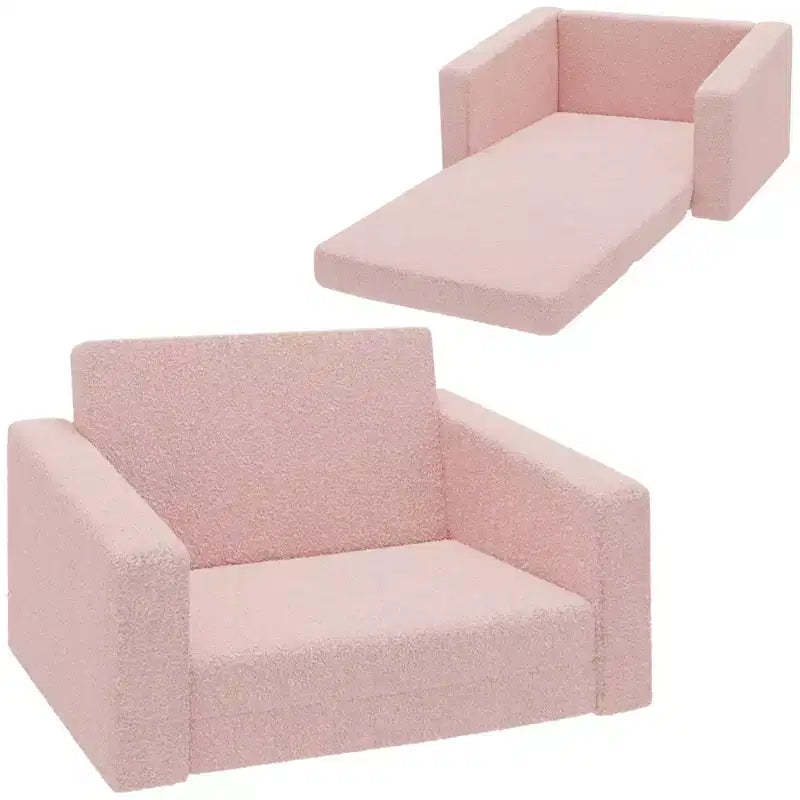 Qaba Kids Sofa, 2 in 1 Kids Fold Out Chair Convertible Sofa Lounger with Washable Cover for Boys and Girls, Playroom Bedroom Use, Pink