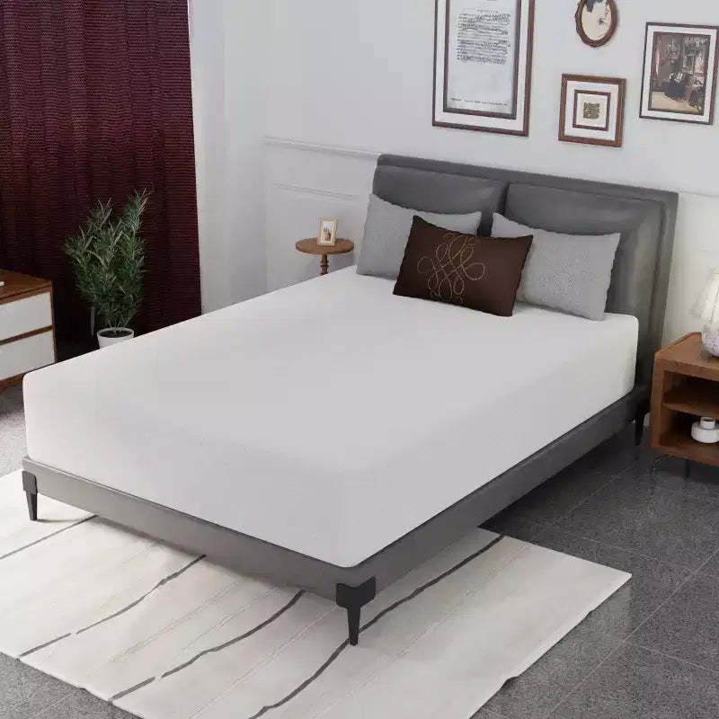 FDW 12 Inch Green Tea Memory Foam Mattress Cooling Gel Infused Mattress,Fiberglass Free/CertiPUR-US Certified/Bed-in-a-Box,White