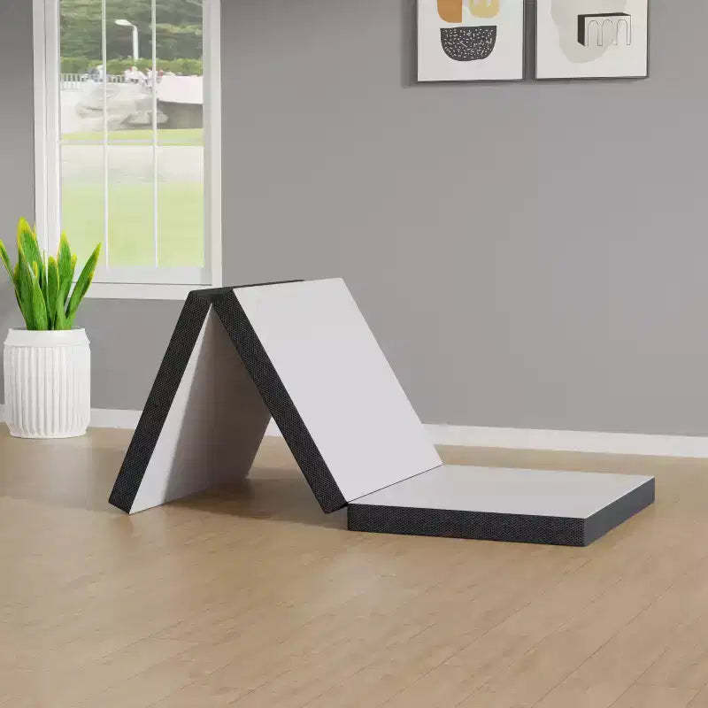 FDW 3 inch Folding Mattress Tri Fold Memory Foam Mattress Topper Foldable Mattress Topper with Washable Cover for Camping