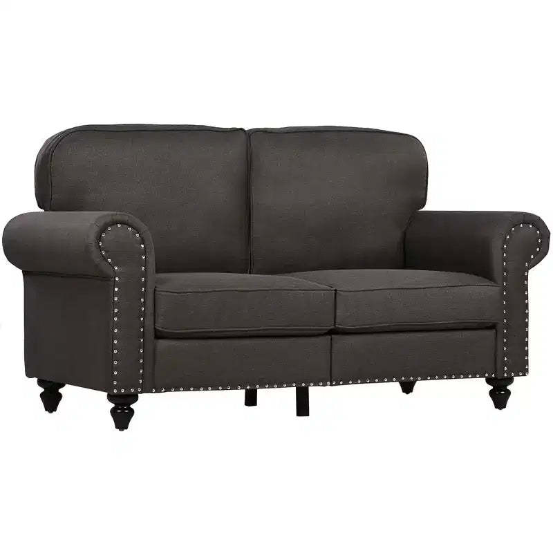 HOMCOM Loveseat Sofa, Fabric 2 Seater Small Couch with Nailhead Trim Rolled Arm, for Living Room and Bedroom