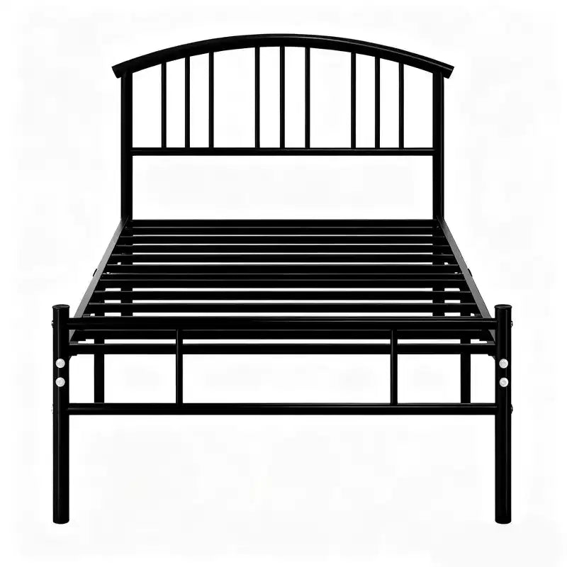VECELO Queen/Full/Twin Bed Frame with Arched Headboard, Metal Platform Bed Frame with Underbed Storage Space, Black/White/Gold