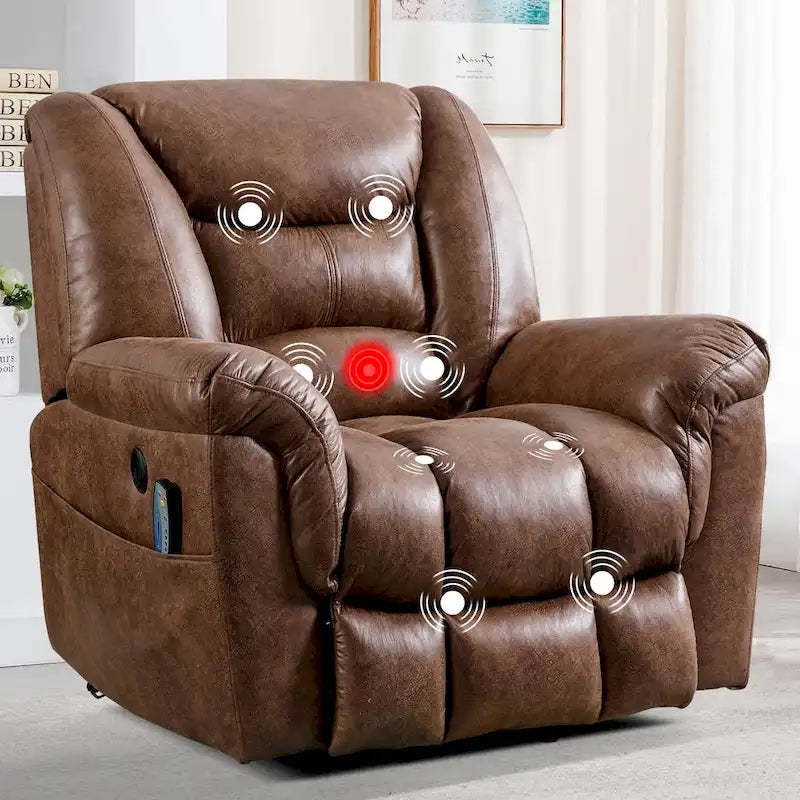 PU leather Power Recliner Lift Chair and Massage Sofa Remote Easy Control
