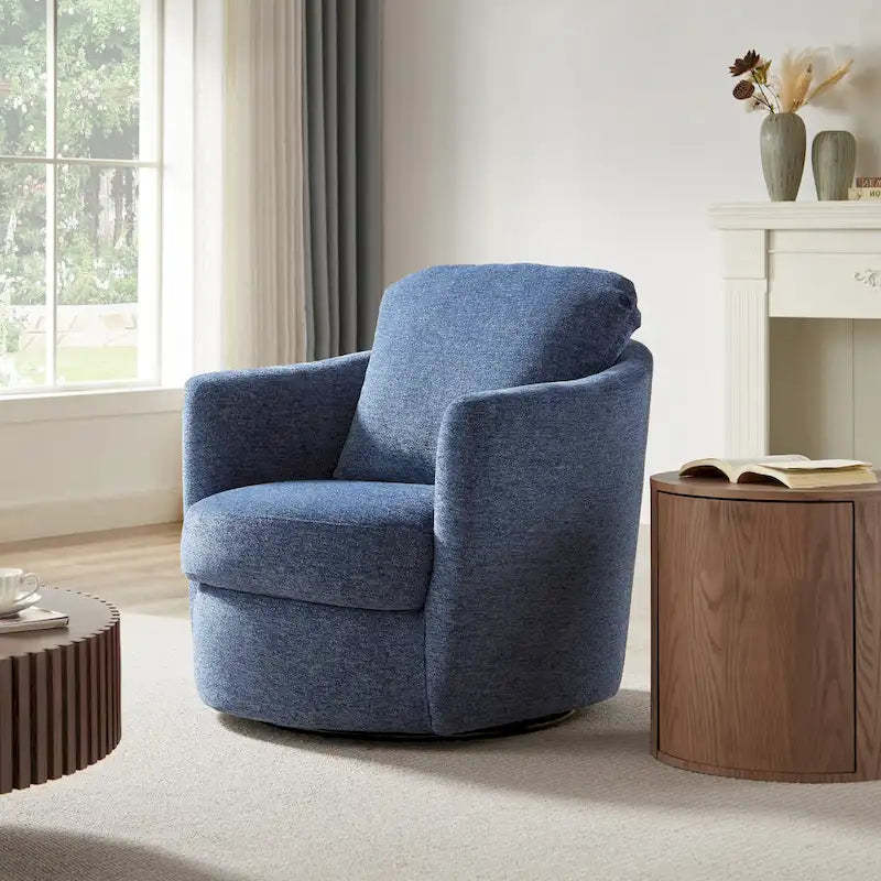 Art Leon Modern Comfortable Corduroy Fabric Swivel Barrel Accent Chair