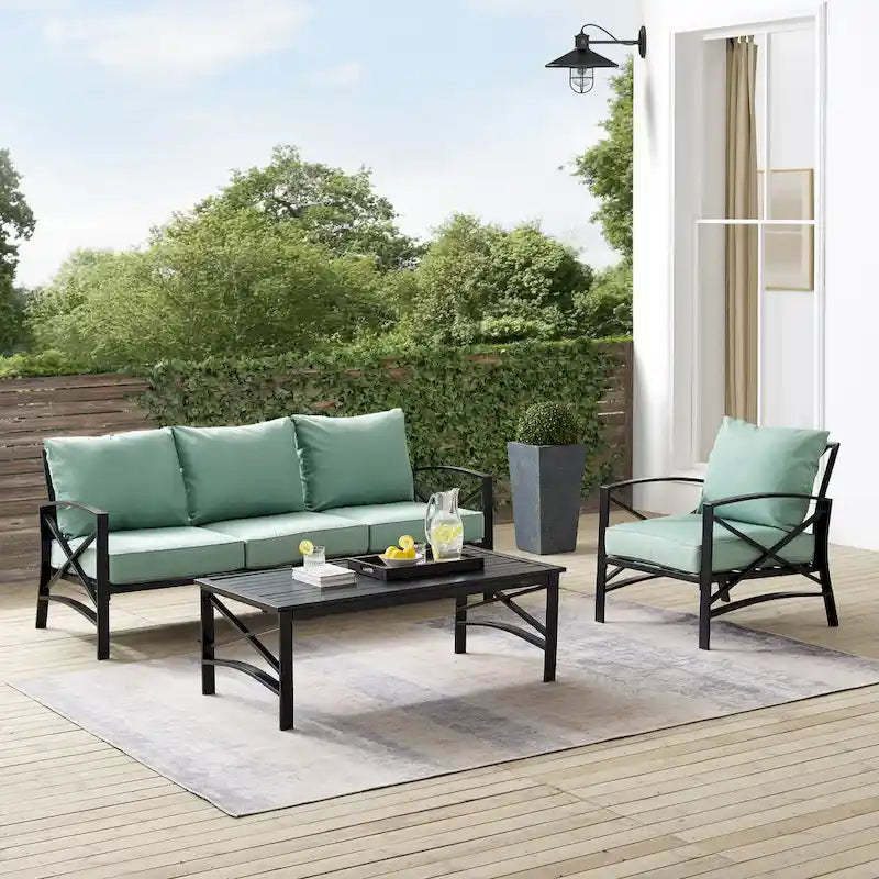Crosley Kaplan 3Pc Outdoor Sofa Set - 119 W x 68.5 D x 32 H