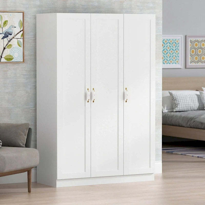 Wardrobe Armoire Shelves Hanging Rod Doors Closet Storage Cabinet