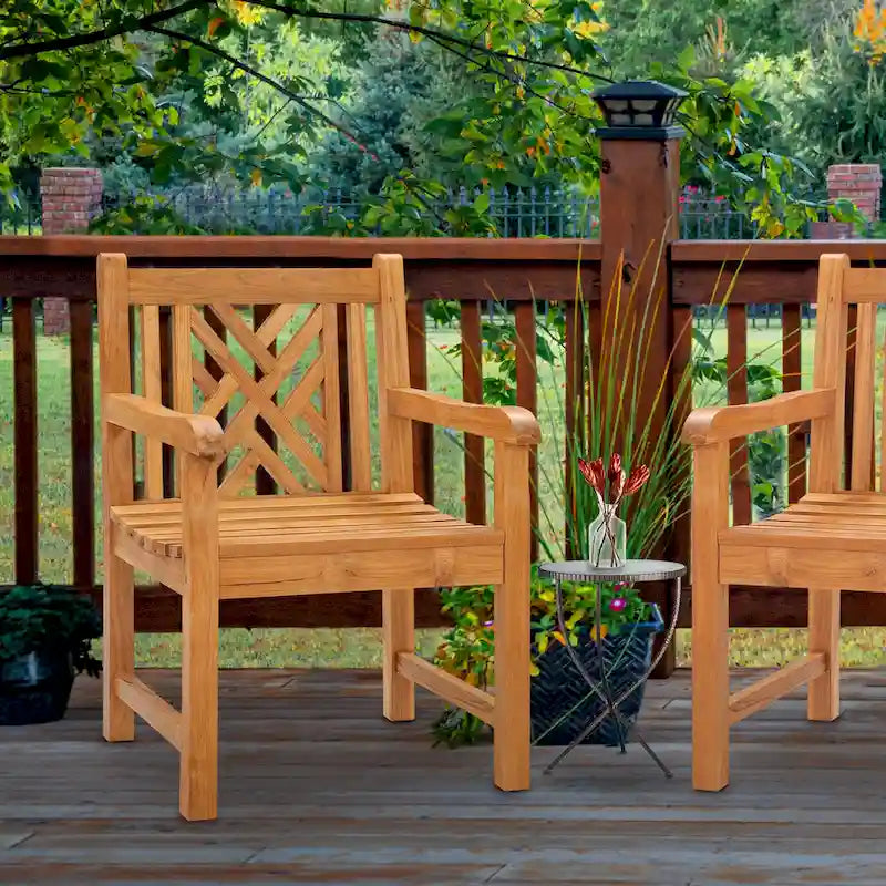 Chic Teak Chippendale Teak Wood Indoor/ Outdoor Dining Arm Chair