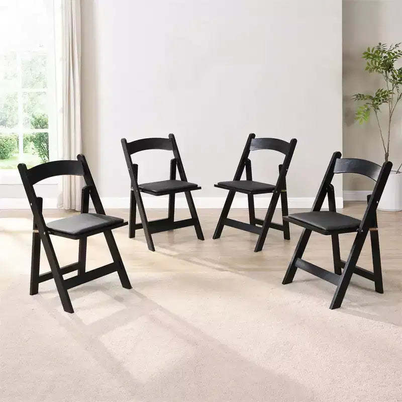Upholstered Folding Chair Set of 4, Folding Dining Chair with Padded Seat, Portable Wood Accent Chairs for Dining Room Restaurant Office Events