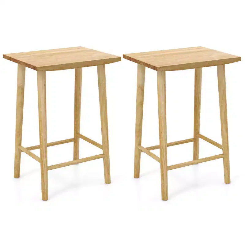 Costway 25.5 Counter Height Stool Set of 2/4 with Footrest & Solid Wood Frame Natural