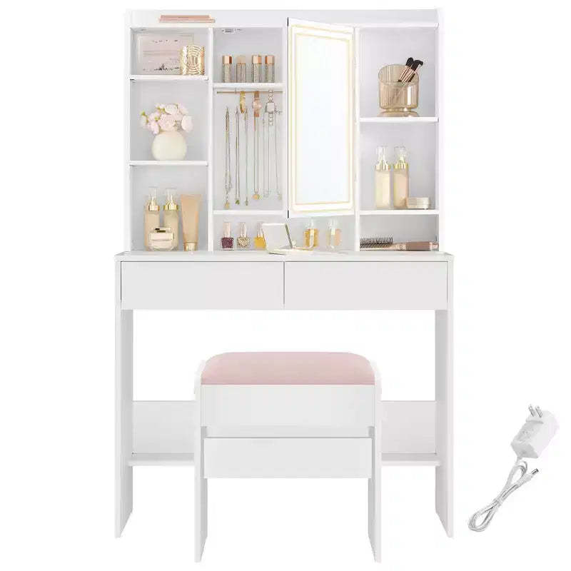 VASAGLE Vanity Desk with Mirror and Light