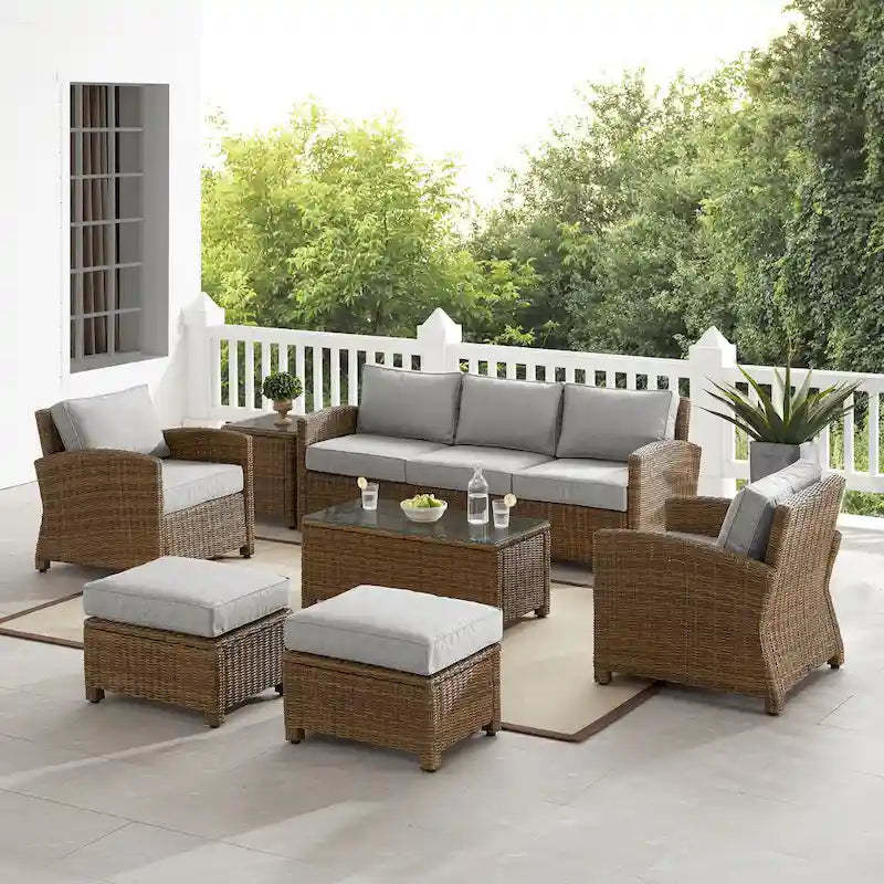 Crosley Bradenton 7Pc Outdoor Wicker Sofa Set - 151 W x 163 D x 32.5 H