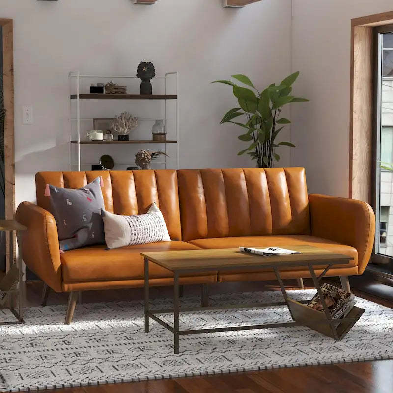 The Novogratz Brittany Faux Leather Futon Sofa Bed