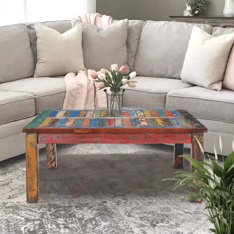 Chic Teak Square Coffee Table made from Recycled Teak Wood Boats