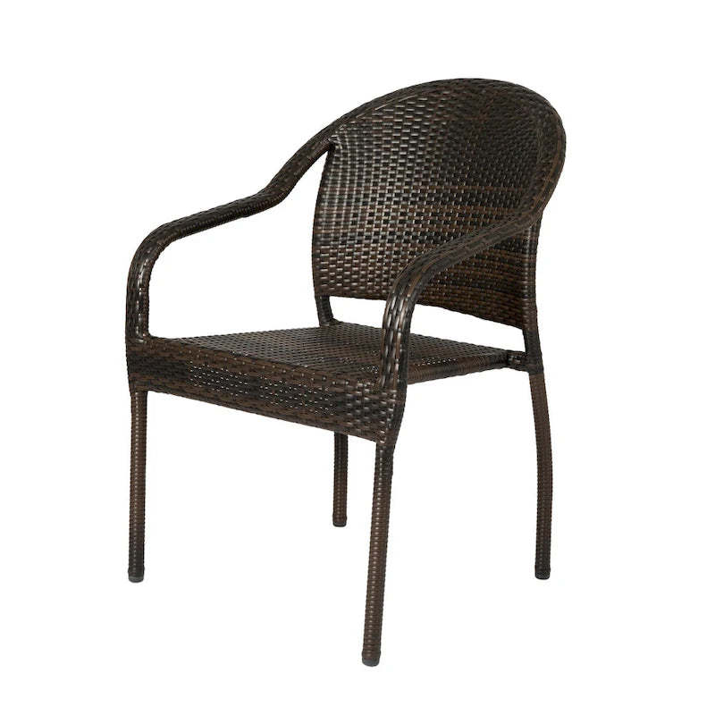 Rhodos Cafe Stacking Chair In Mocha All-Weather Wicker 4pk